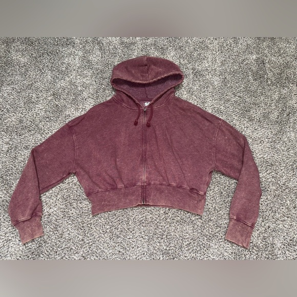 SO Tops - SO brand vintage maroon cropped zip up hoodie